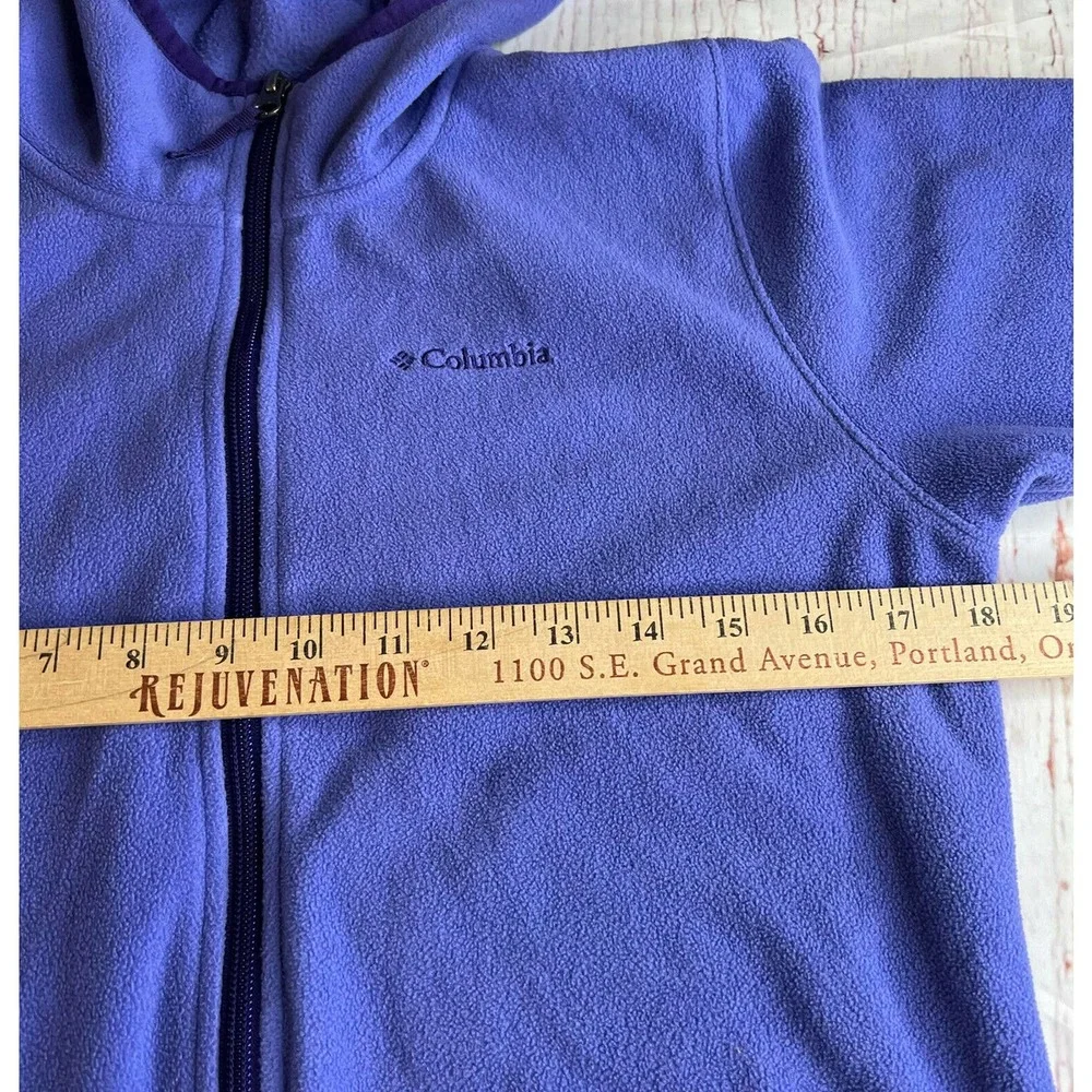 Columbia Girls Fleece Hoodie Jacket Youth Size L (14/16) Purple Blue Full Zip‎
